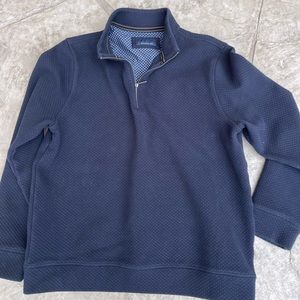 TOSCANO NAVY QUARTER ZIP. CONDITION IS USED. SZ L.